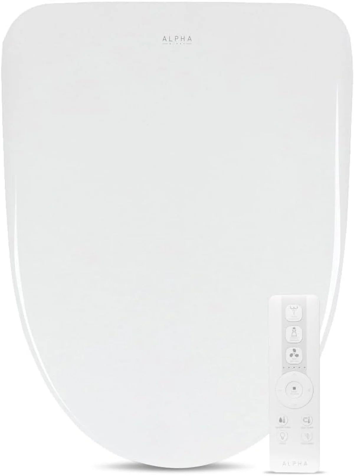 A clean-lined electric bidet seat, showing the tidy, enclosed design.