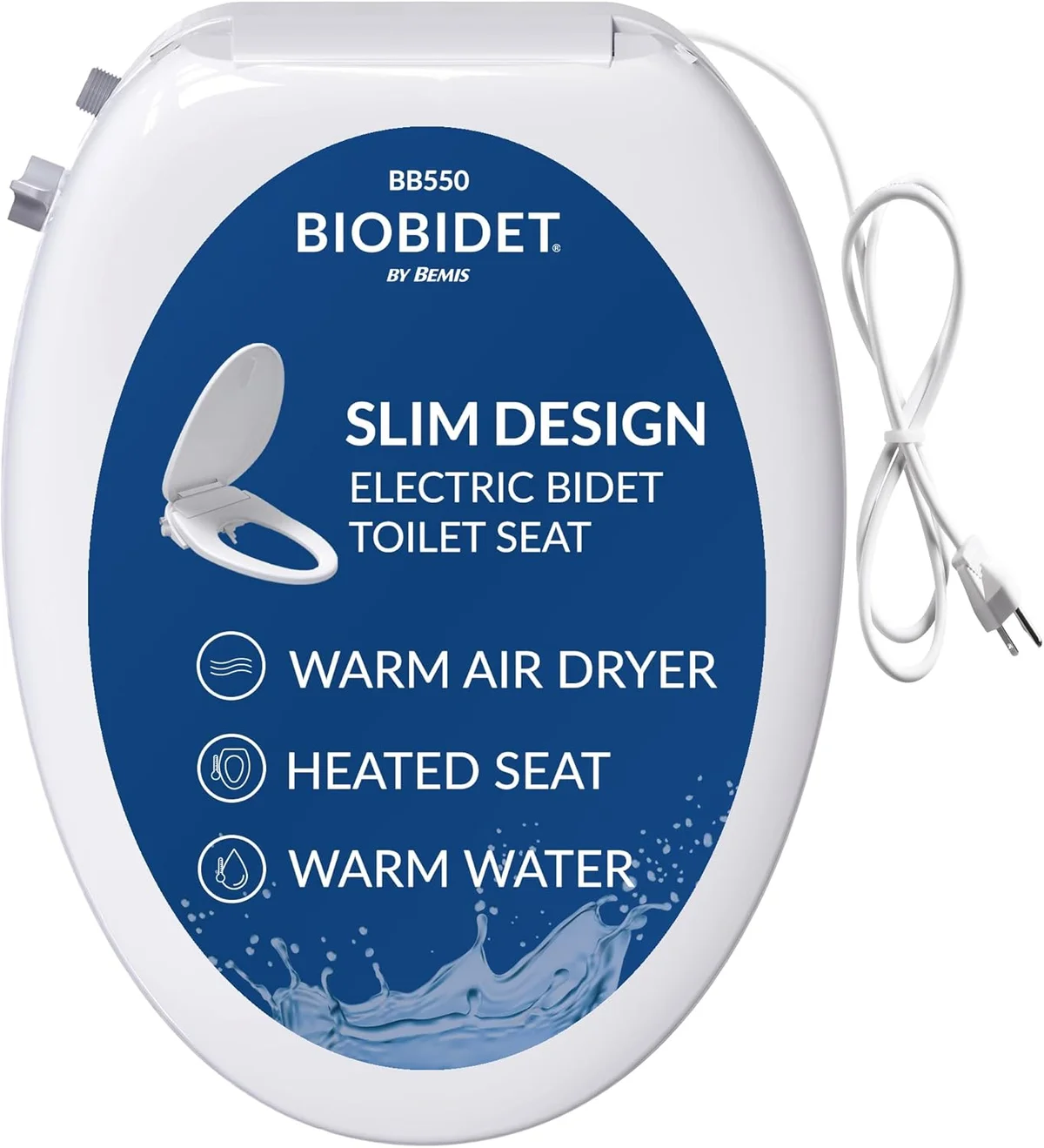A Bio Bidet BB-550, the simpler heated seat below the feature-rich BB-2000.