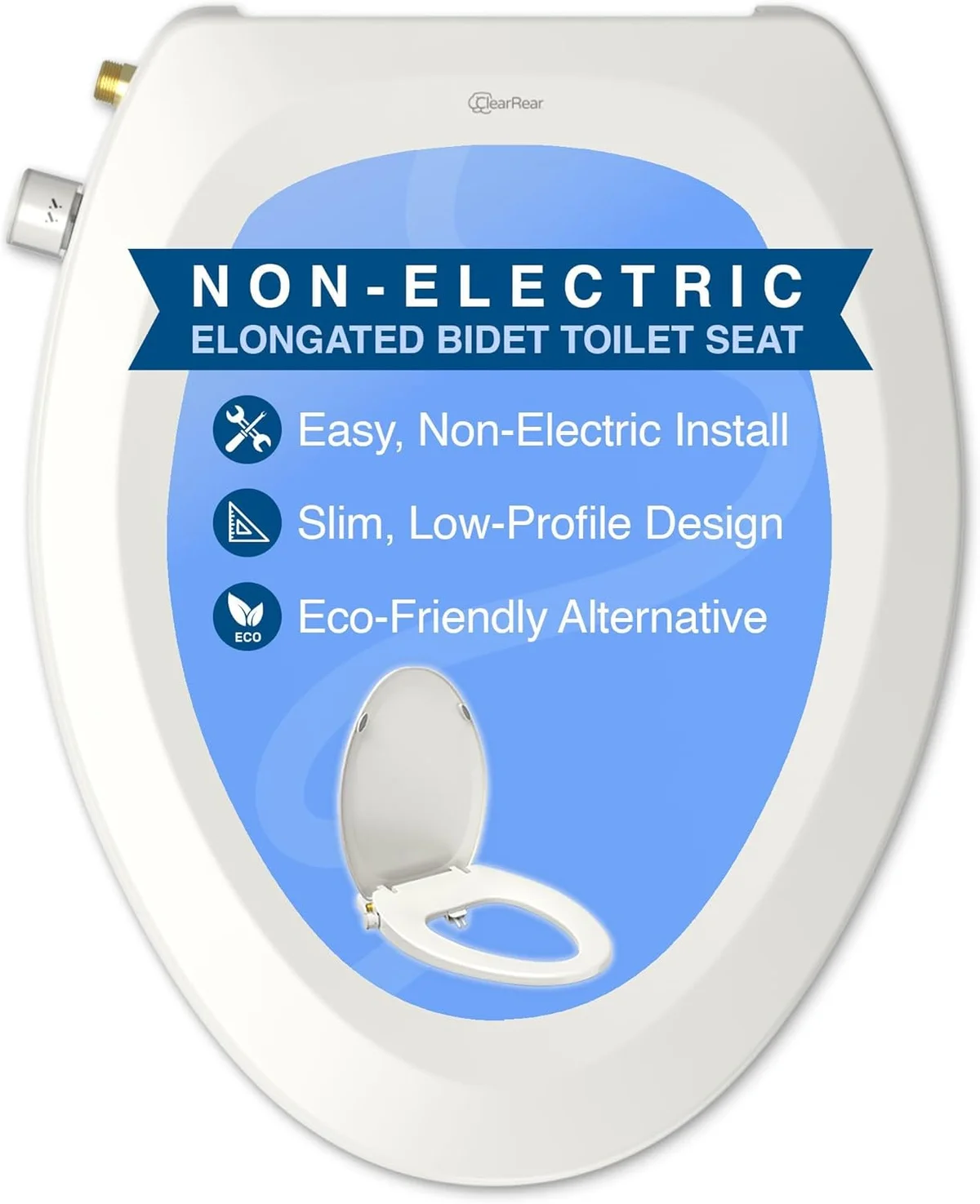 A non-electric bidet attachment that mounts under the existing seat, the cheaper step below a full seat.