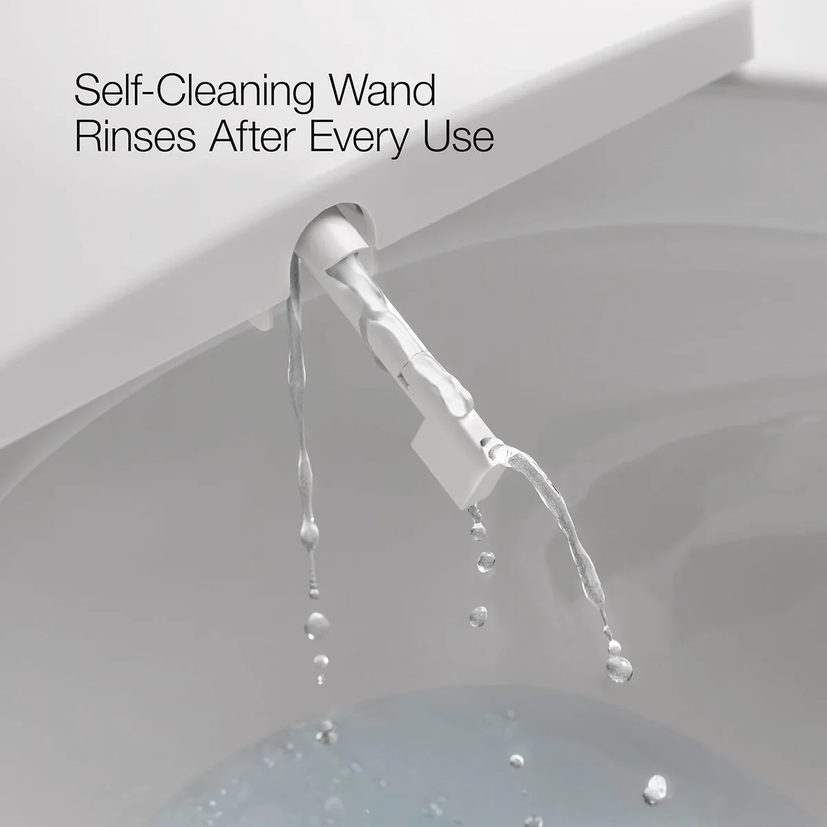 The Kohler PureWash E590 installed on an elongated toilet.